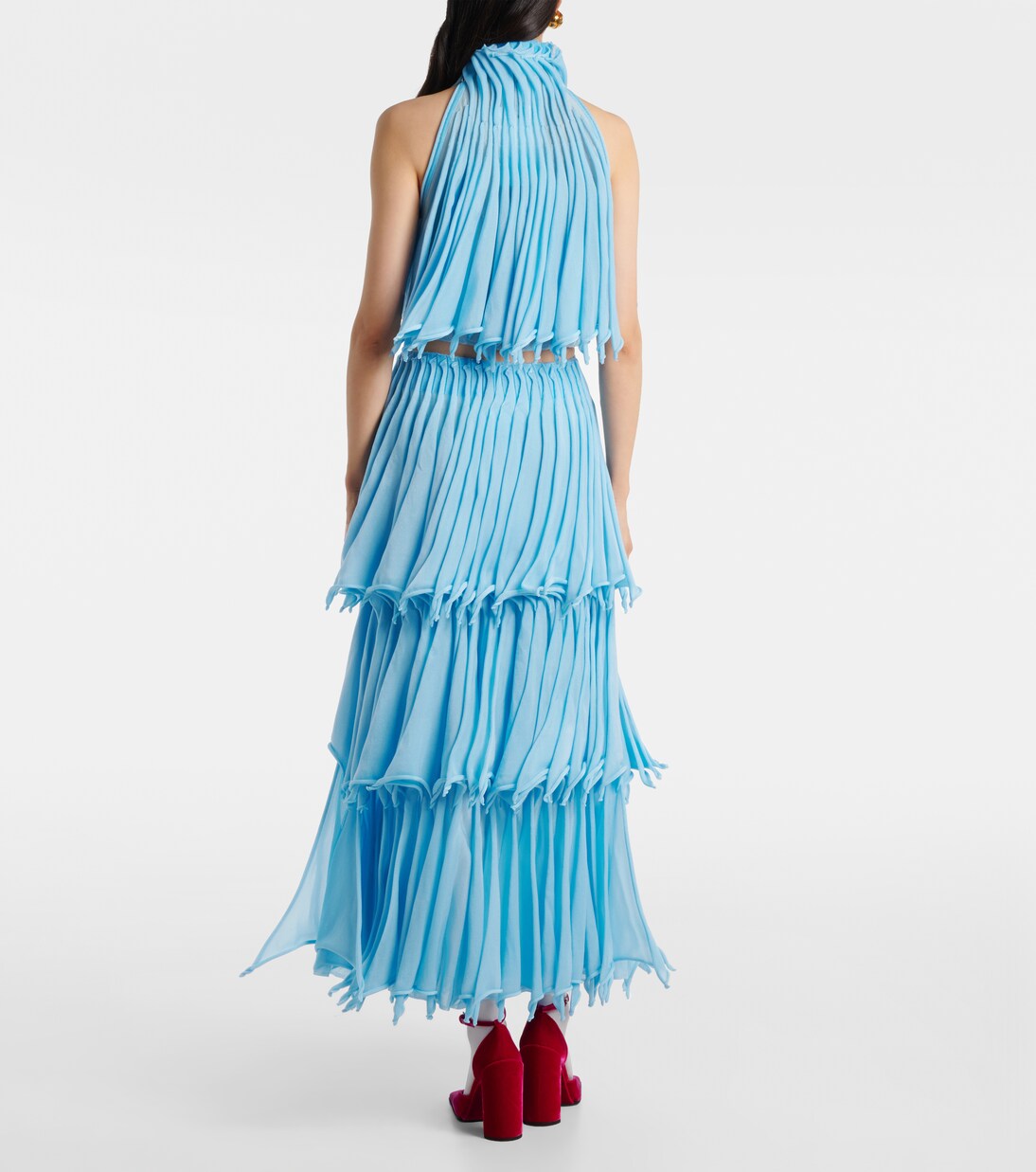 Pleated tiered maxi skirt | Alaïa