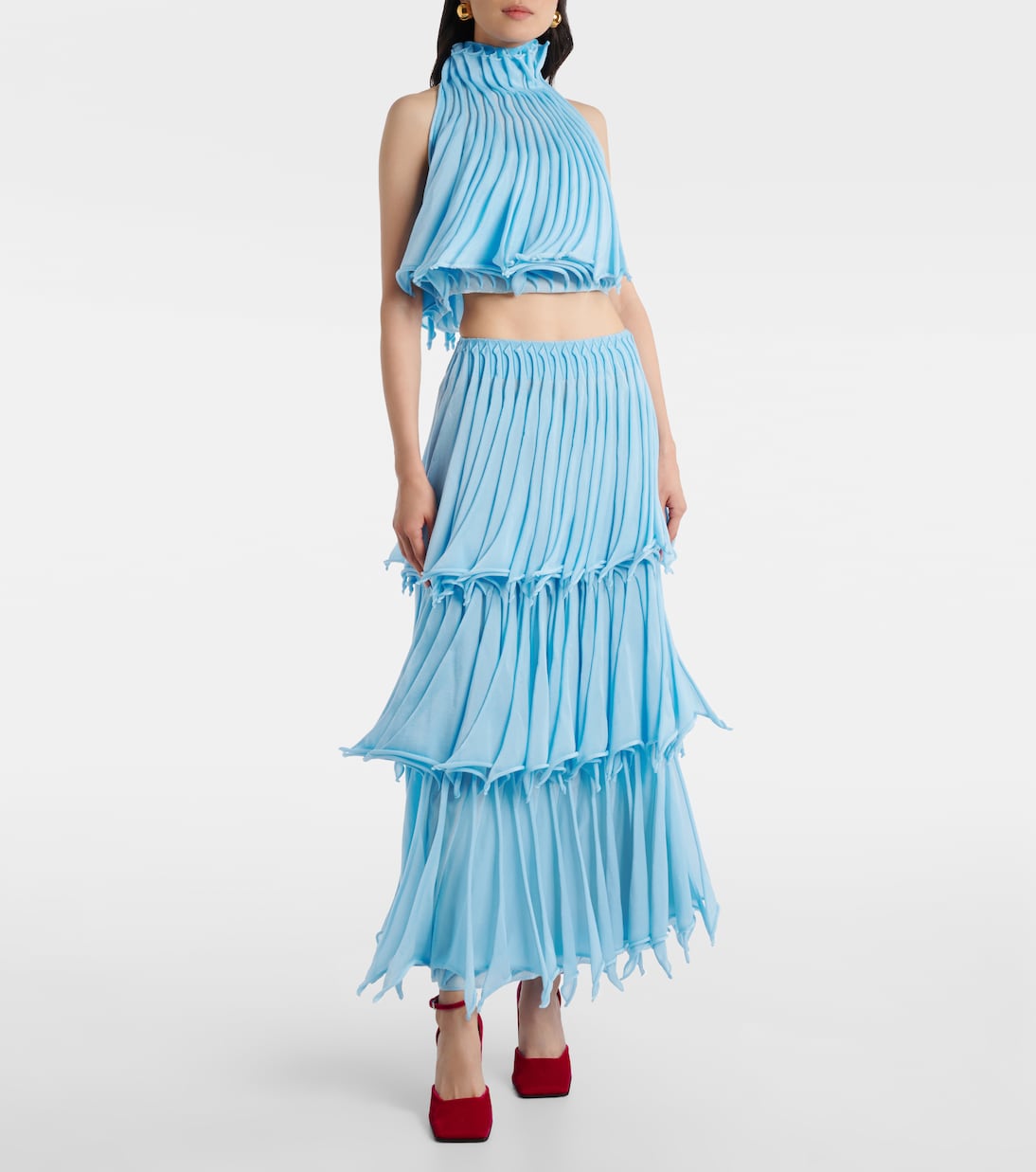 Pleated tiered maxi skirt | Alaïa