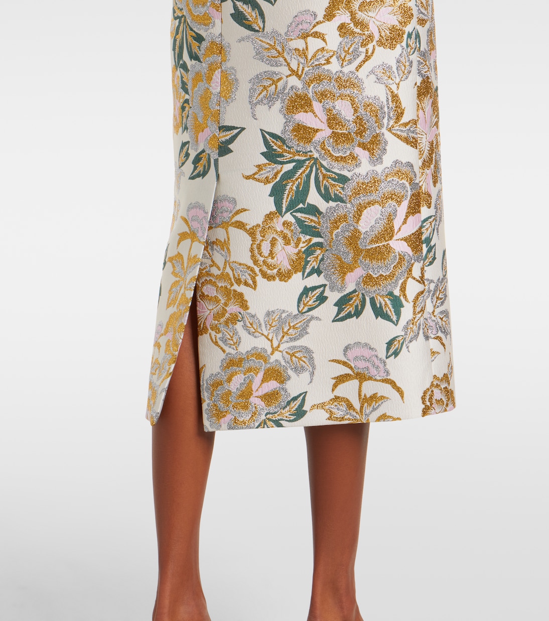 Jupe midi en jacquard à fleurs | Carolina Herrera