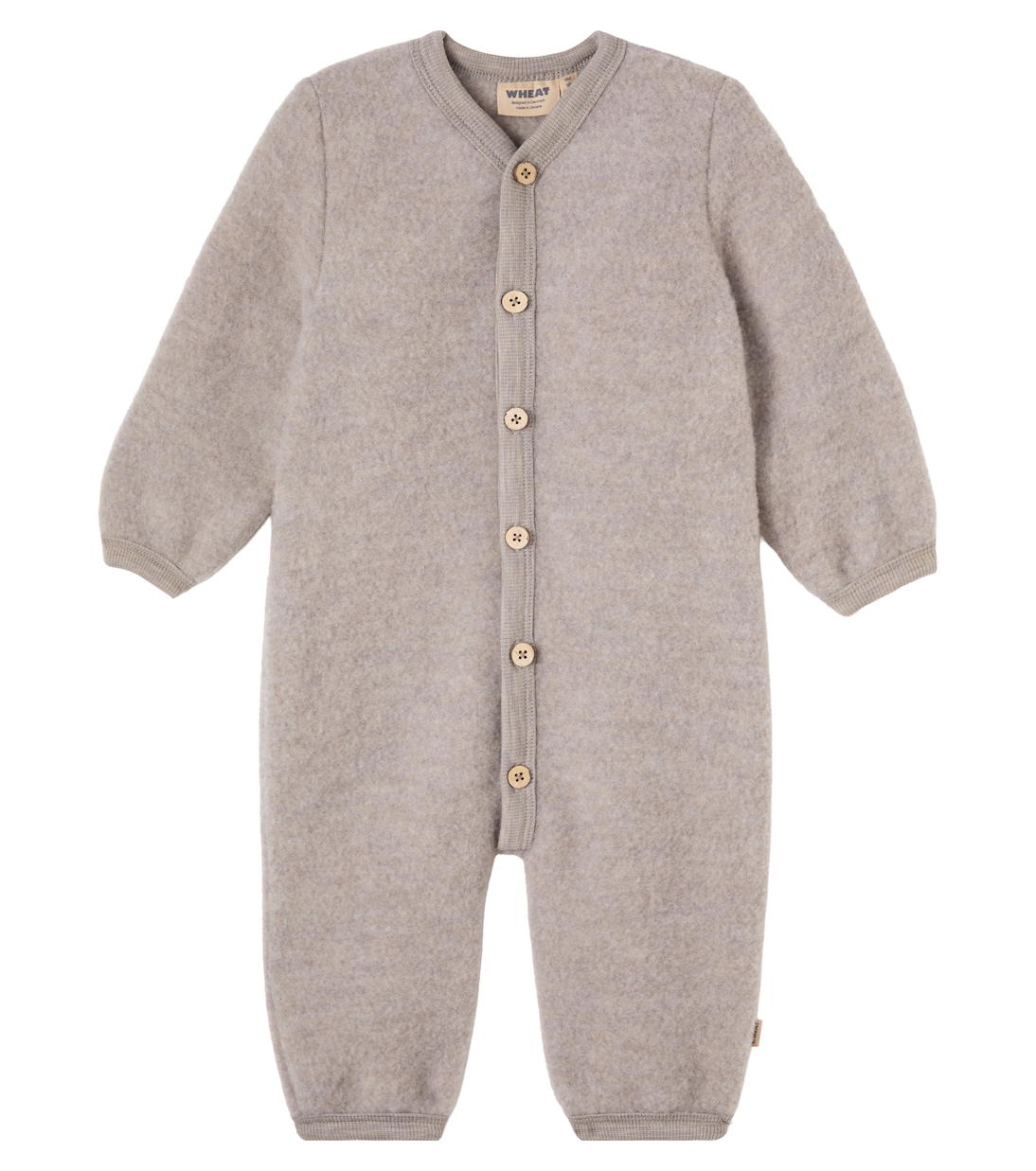 Baby Levi wool fleece onesie | Wheat