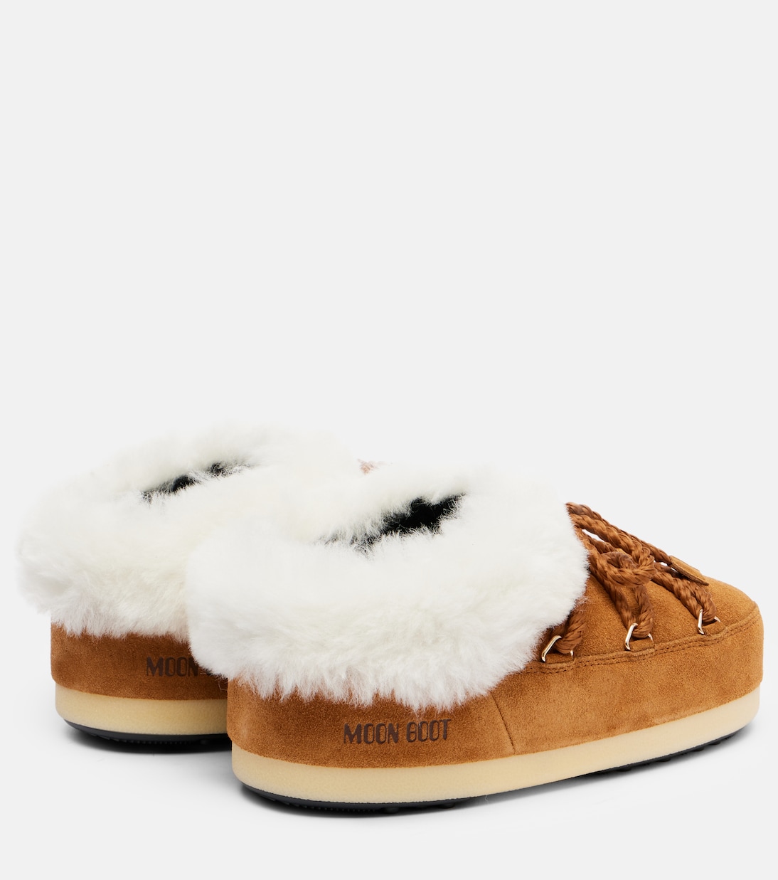 EVX shearling-trimmed suede mules | Moon Boot