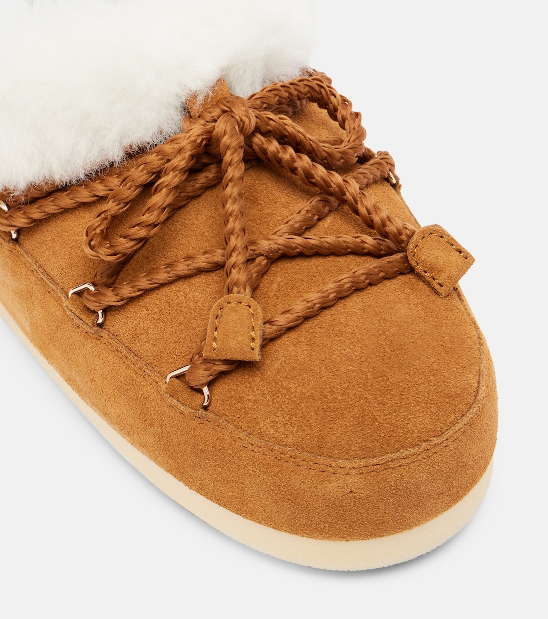 EVX shearling-trimmed suede mules | Moon Boot