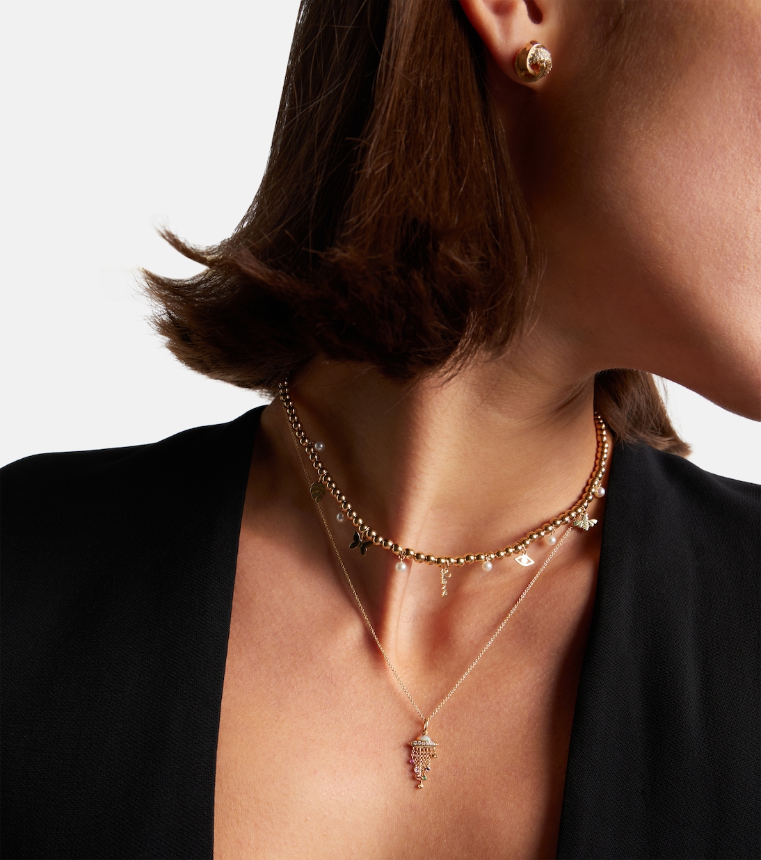 UFO 14kt gold pendant necklace with diamonds | Sydney Evan