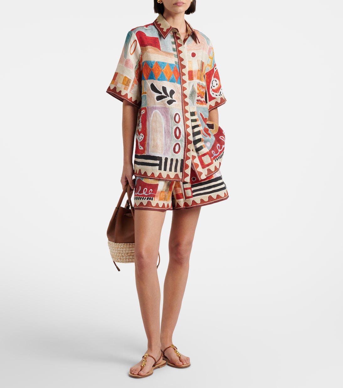 x LRNCE Michelle printed linen shirt | Alémais