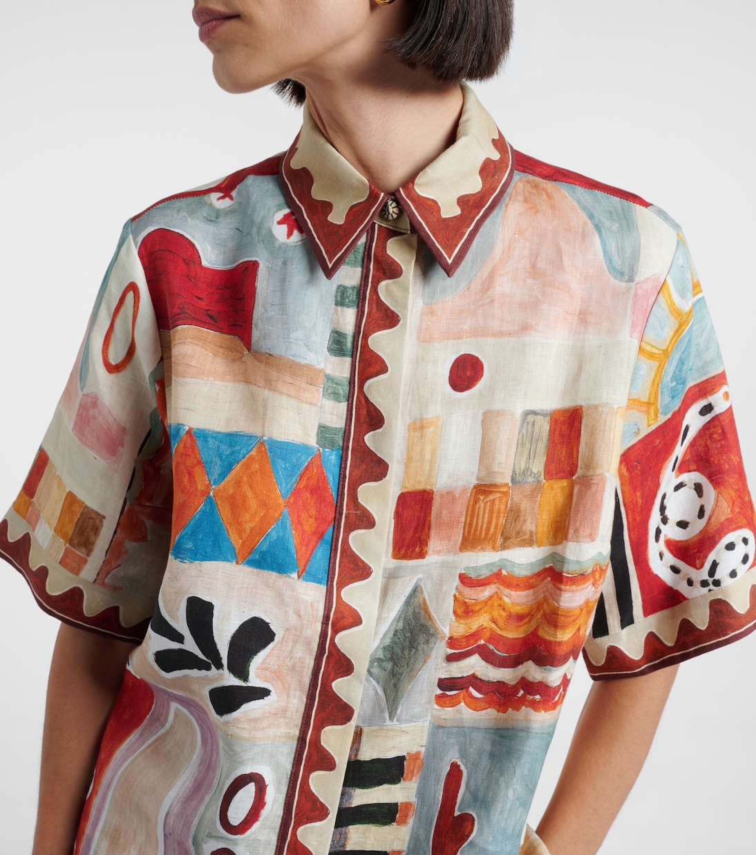 x LRNCE Michelle printed linen shirt | Alémais