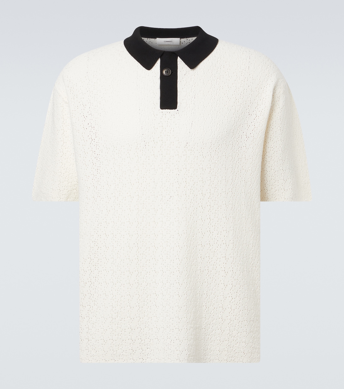 Crochet cotton-blend polo shirt | Commas