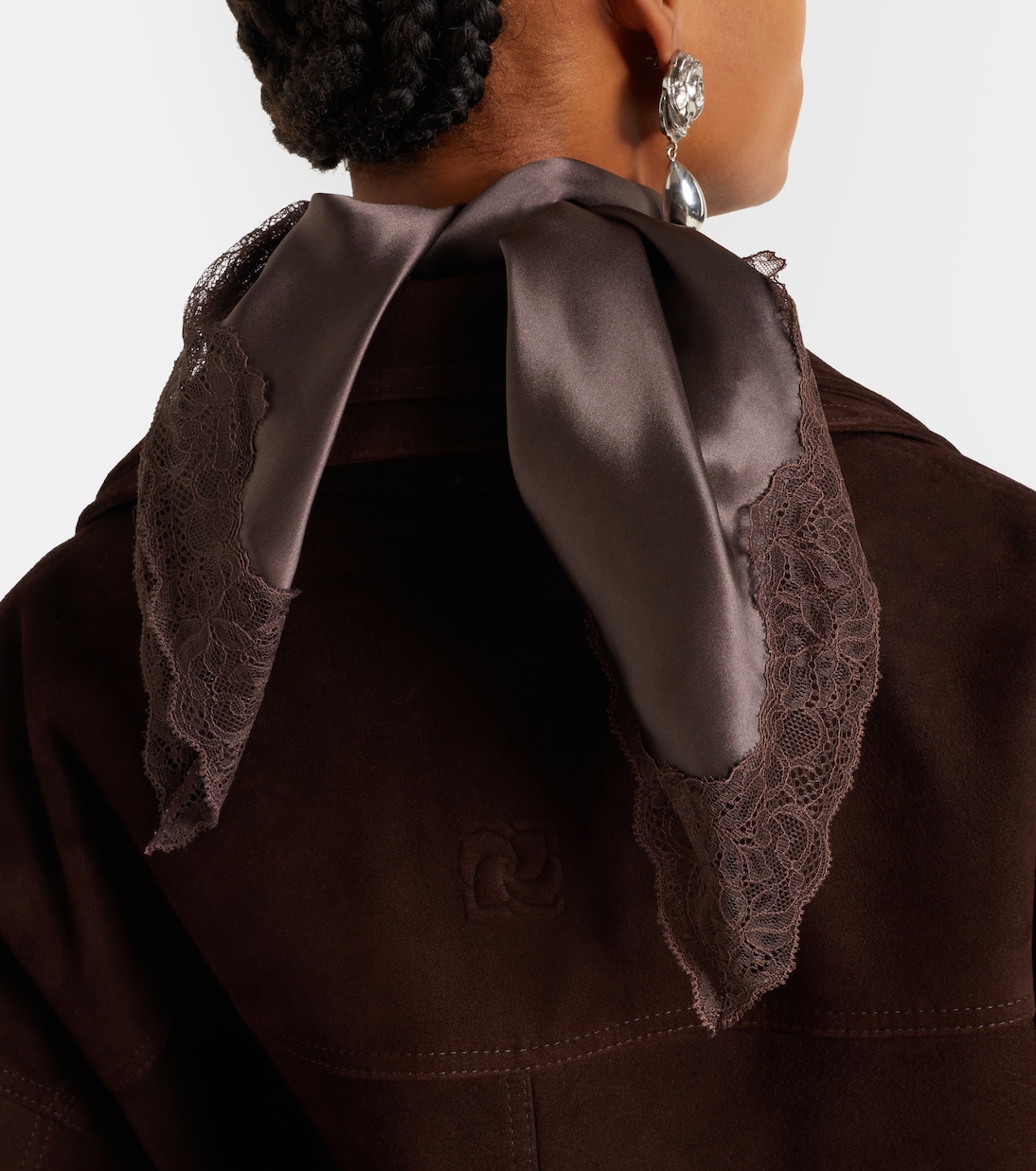 Lace-trimmed silk satin scarf | Magda Butrym