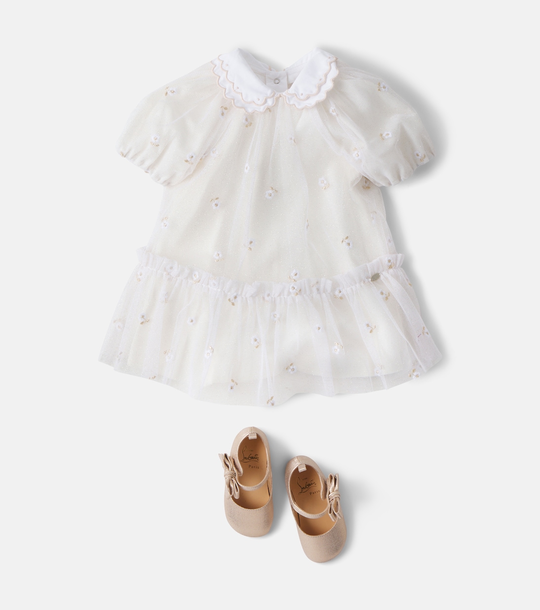 Baby embroidered glitter tulle dress | Tartine et Chocolat