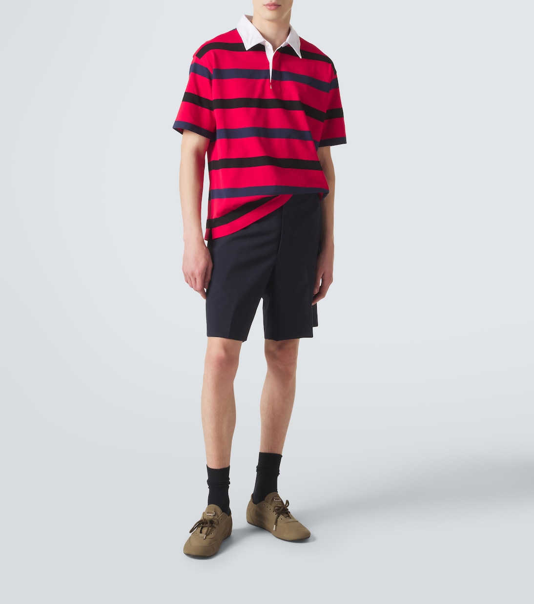 Oversized striped cotton piqué polo shirt | Prada