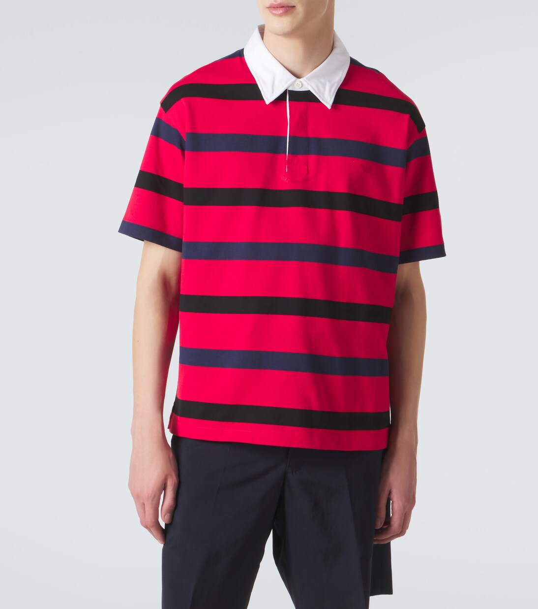 Oversized striped cotton piqué polo shirt | Prada