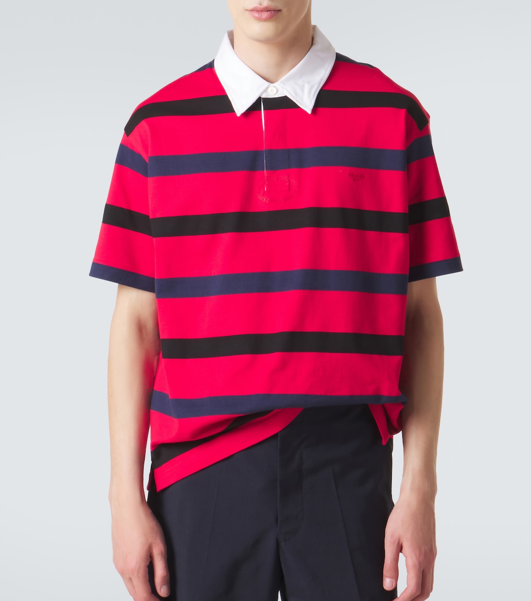 Oversized striped cotton piqué polo shirt | Prada