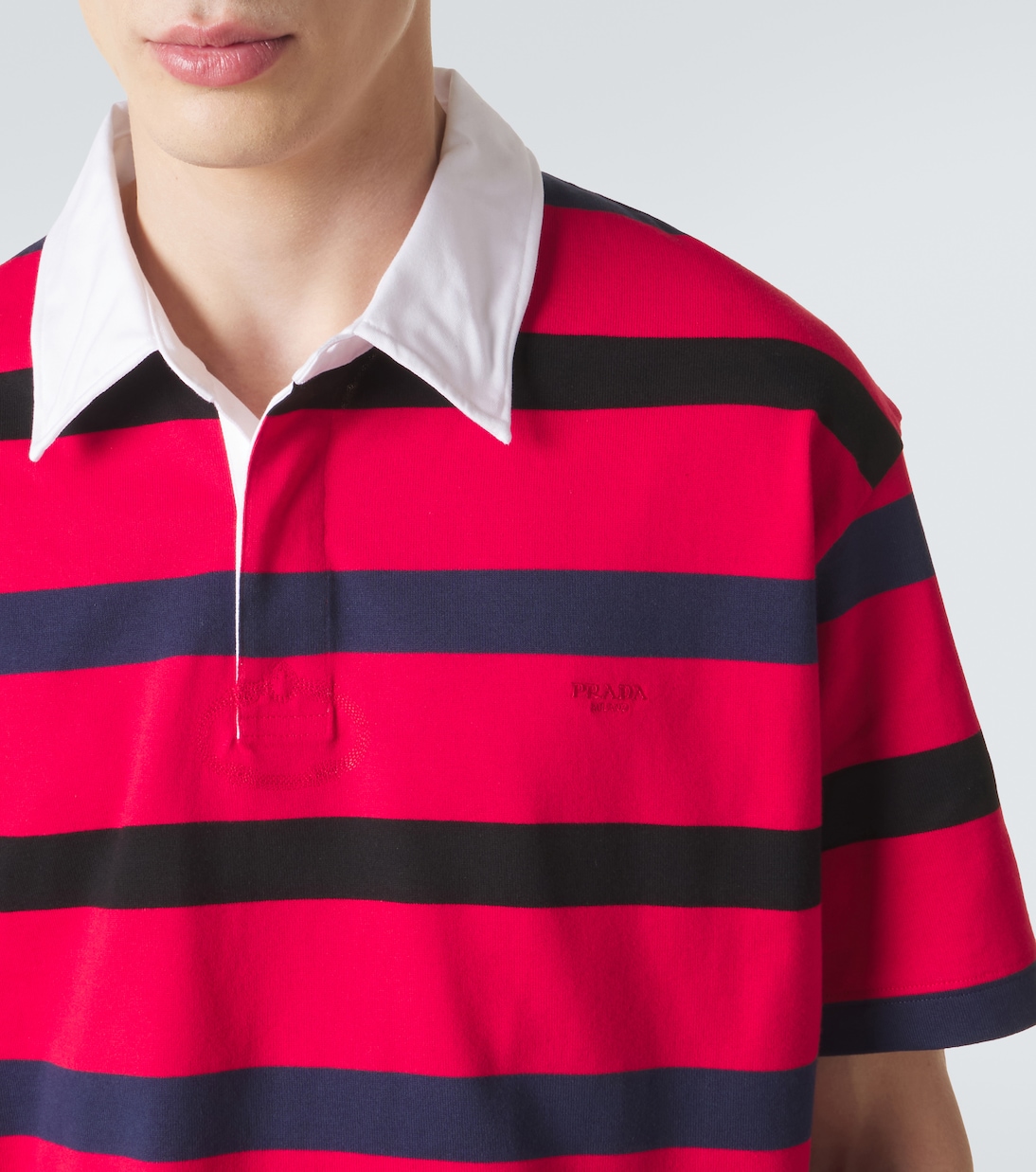 Oversized striped cotton piqué polo shirt | Prada