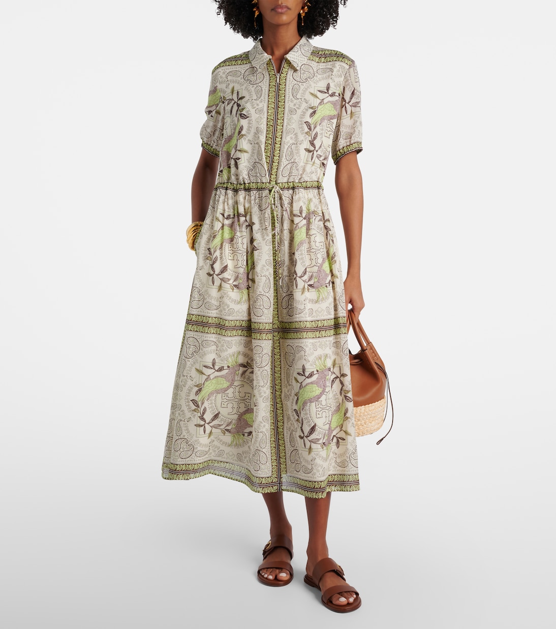 Bedrucktes Midikleid aus Seide und Baumwolle | Tory Burch