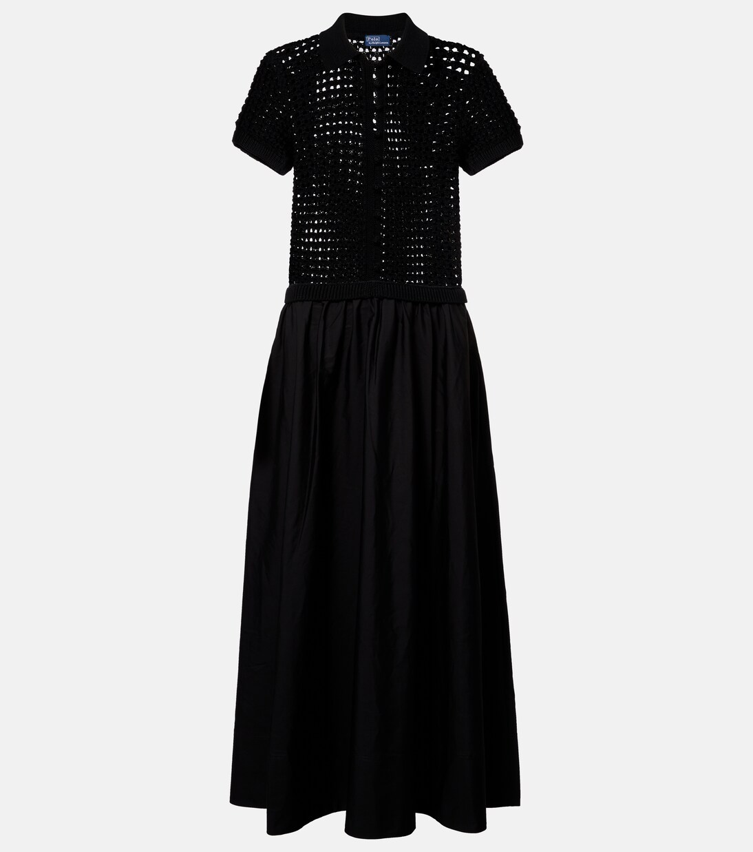 Crochet-trimmed cotton poplin midi dress | Polo Ralph Lauren