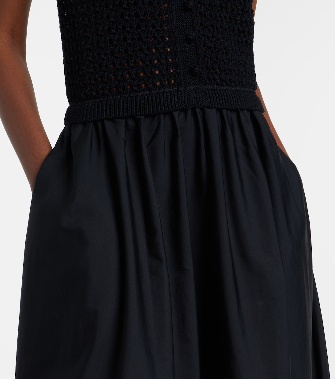 Crochet-trimmed cotton poplin midi dress | Polo Ralph Lauren