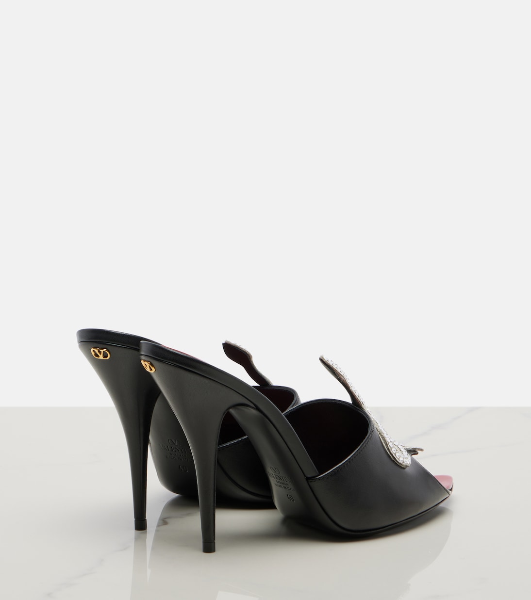 Mules Cœur Vipère en cuir à ornements | Valentino Garavani