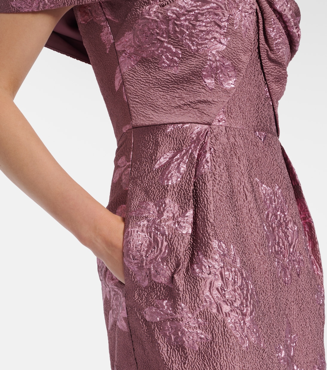 Levinia off-shoulder brocade gown | Rebecca Vallance