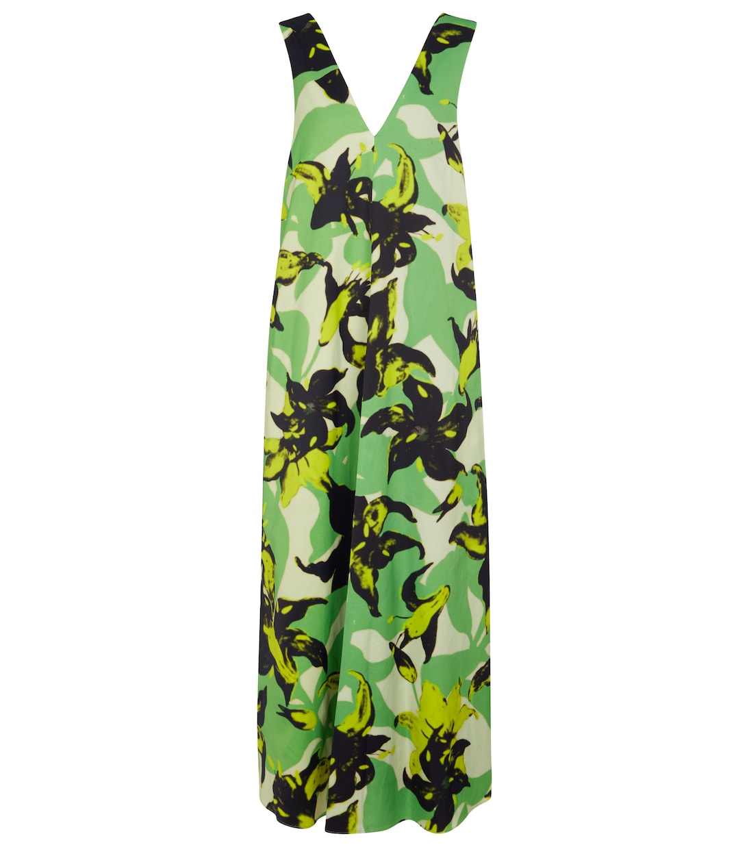 Robe longue à fleurs en satin | Dries Van Noten