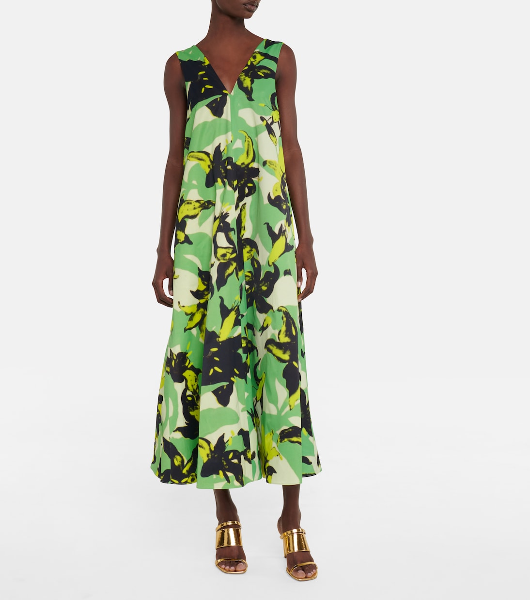 Robe longue à fleurs en satin | Dries Van Noten