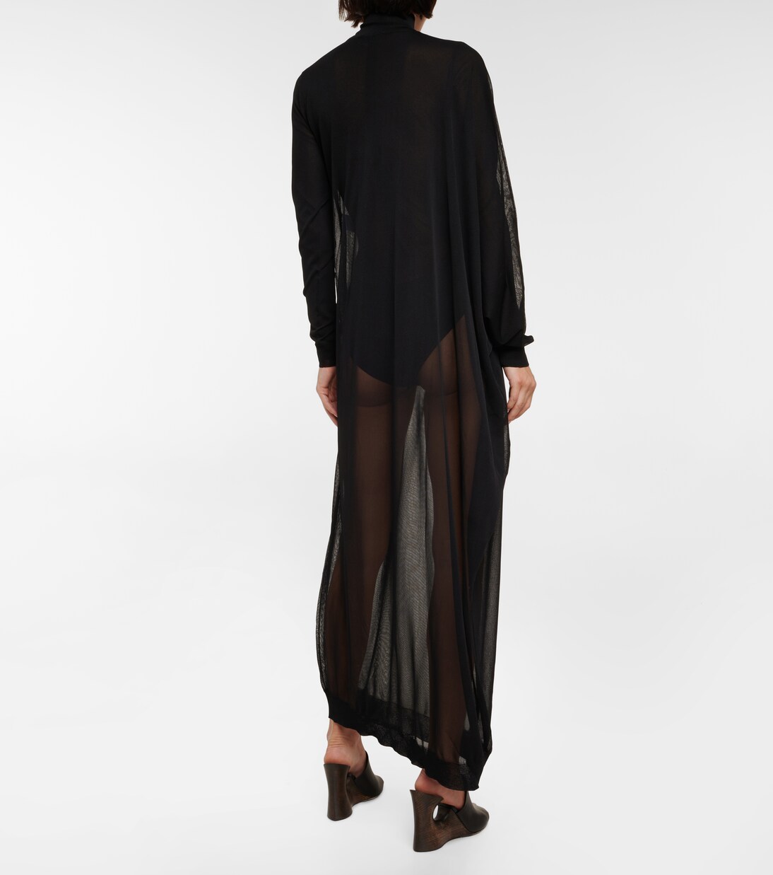 Maxikleid Sheer mit hohem Kragen | Alaïa