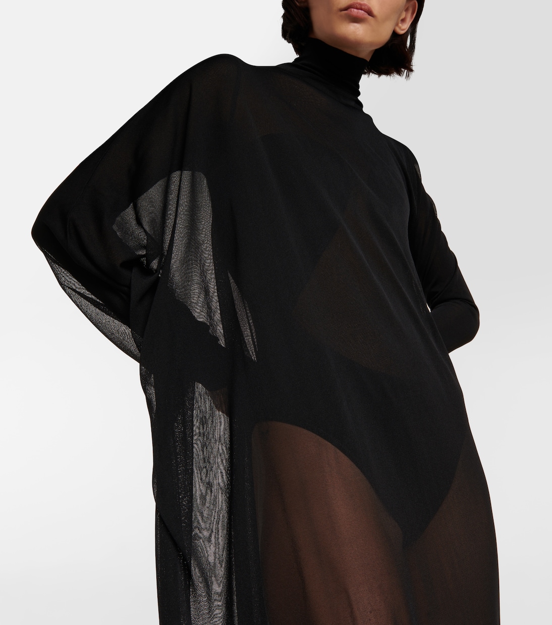 Maxikleid Sheer mit hohem Kragen | Alaïa