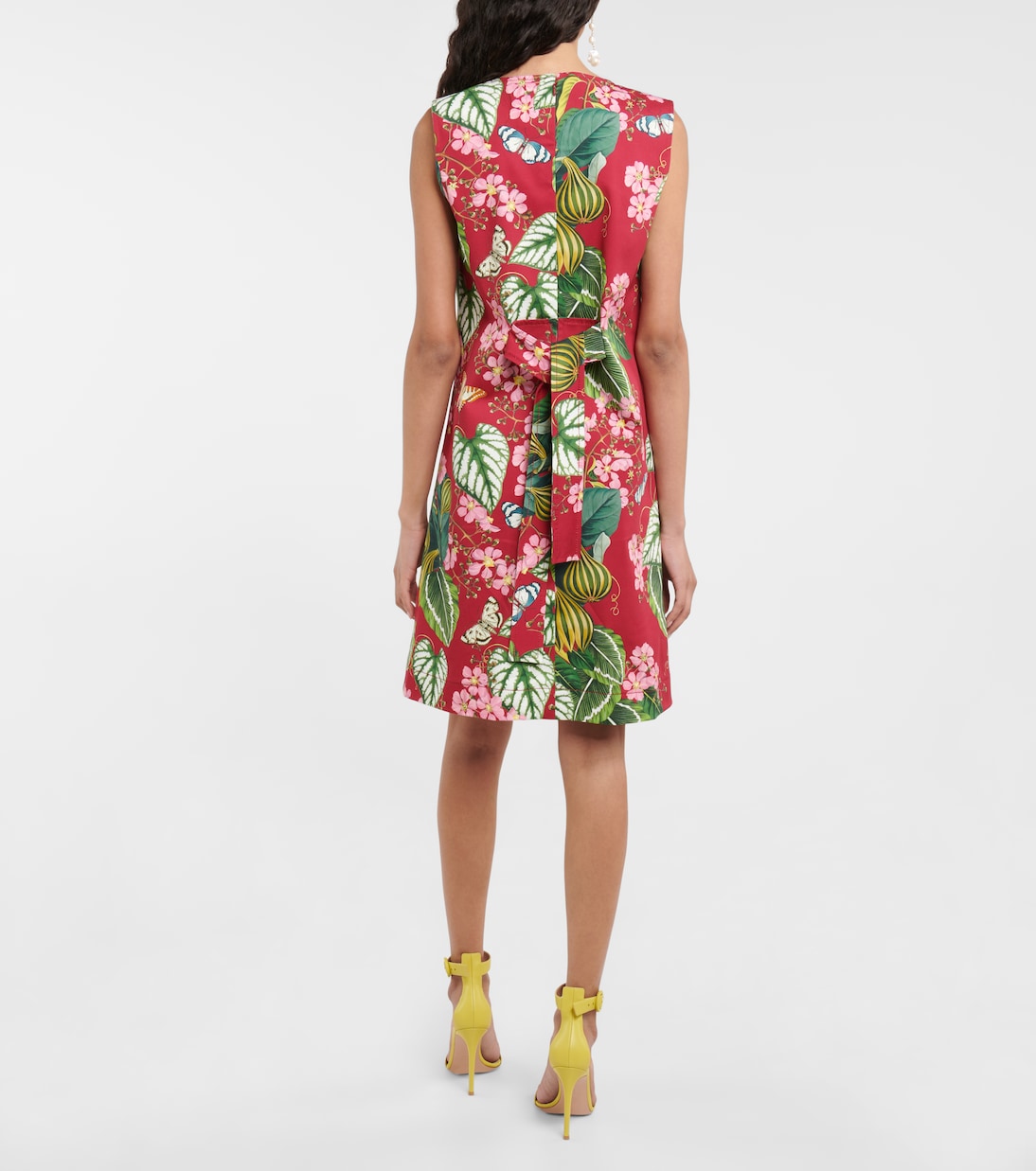 Robe en coton mélangé à fleurs | Oscar de la Renta