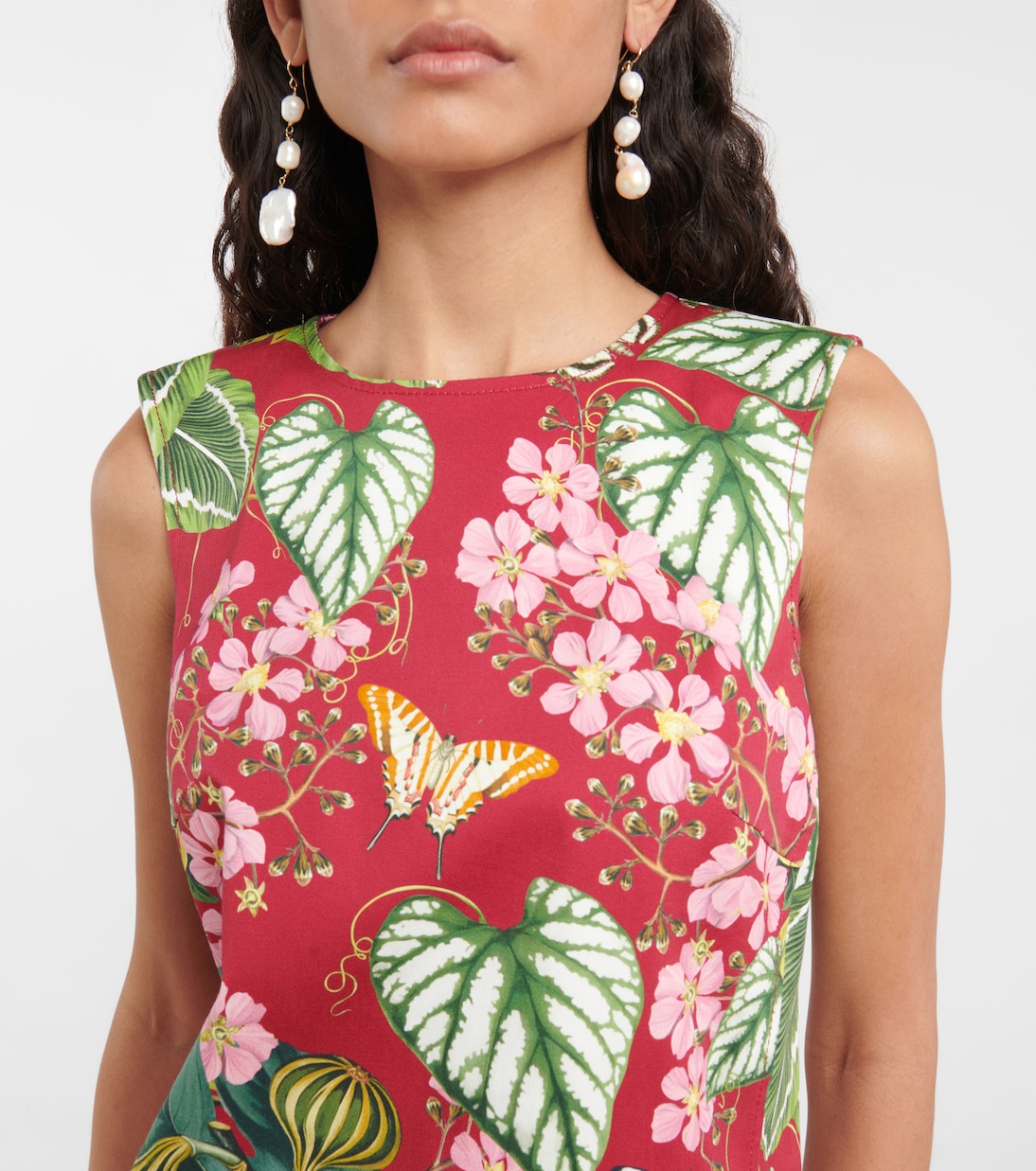 Robe en coton mélangé à fleurs | Oscar de la Renta