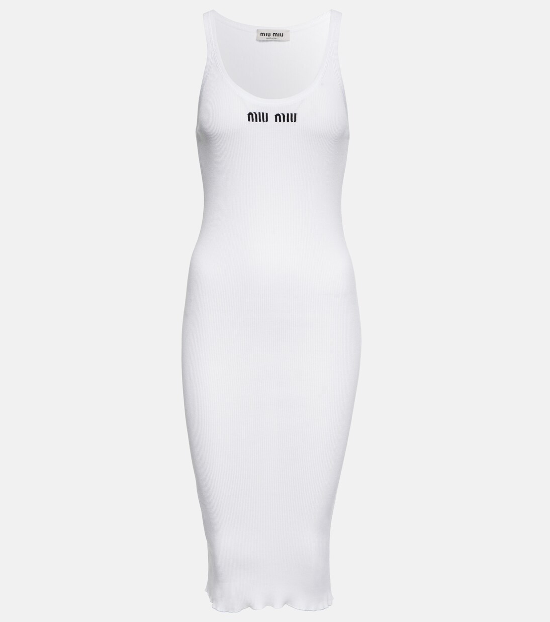 Logo cotton jersey midi dress | Miu Miu