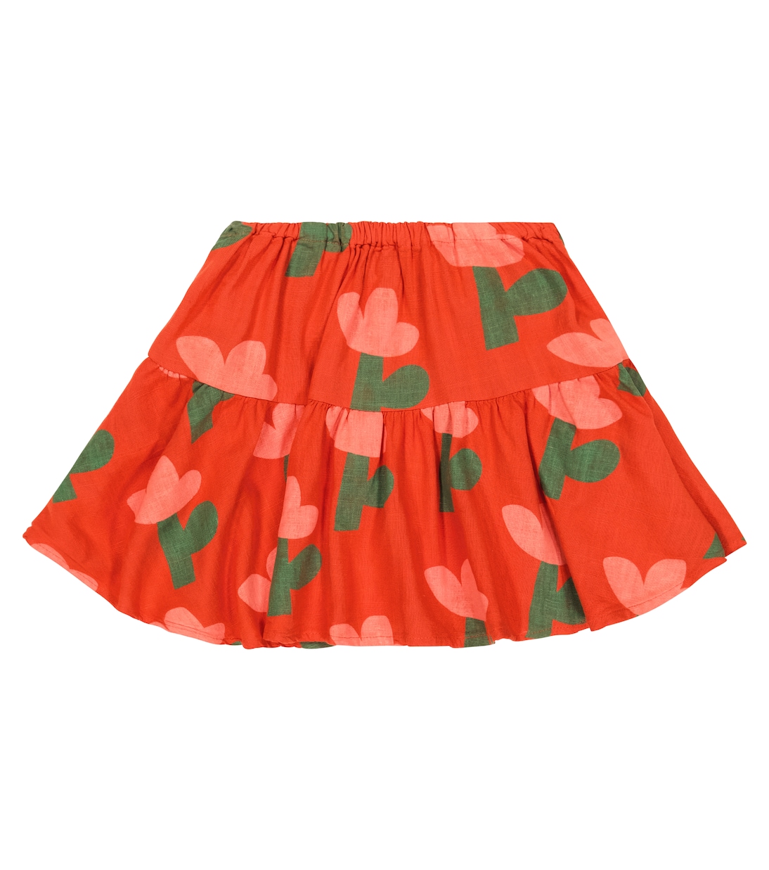 Flower-print tiered miniskirt | Bobo Choses
