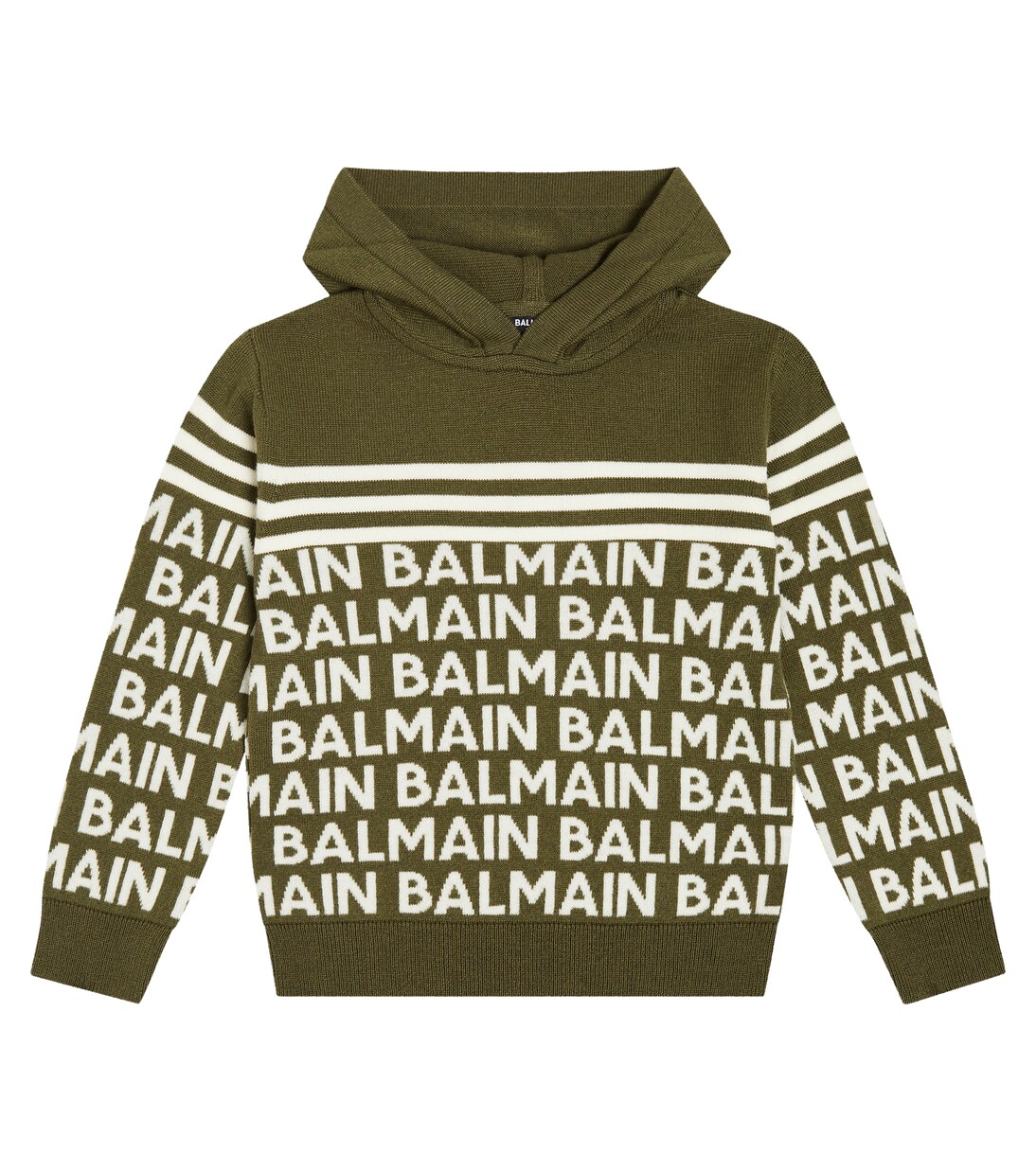Logo intarsia wool-blend hoodie | Balmain Kids