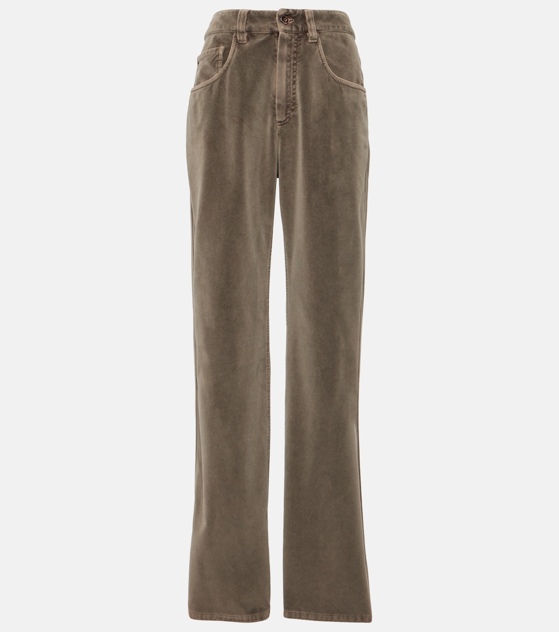 Gerade Mid-Rise-Hose aus Baumwollsamt | Brunello Cucinelli