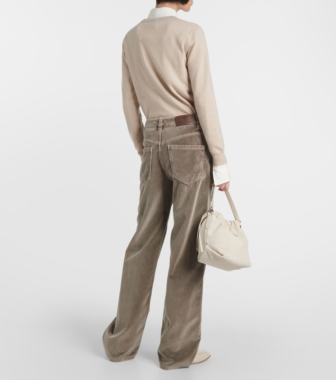 Gerade Mid-Rise-Hose aus Baumwollsamt | Brunello Cucinelli
