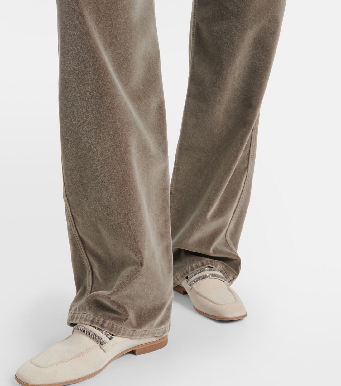 Gerade Mid-Rise-Hose aus Baumwollsamt | Brunello Cucinelli