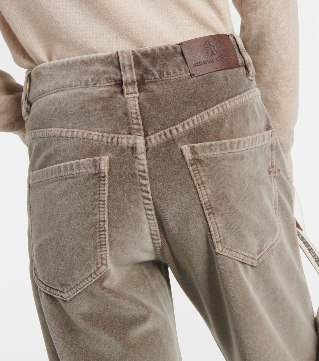 Gerade Mid-Rise-Hose aus Baumwollsamt | Brunello Cucinelli