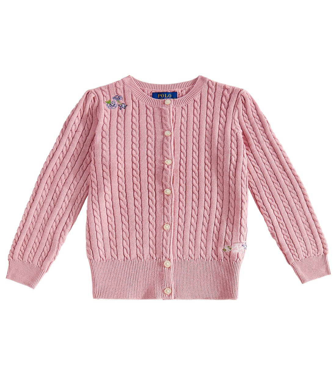 Embroidered cable-knit cotton cardigan | Polo Ralph Lauren Kids