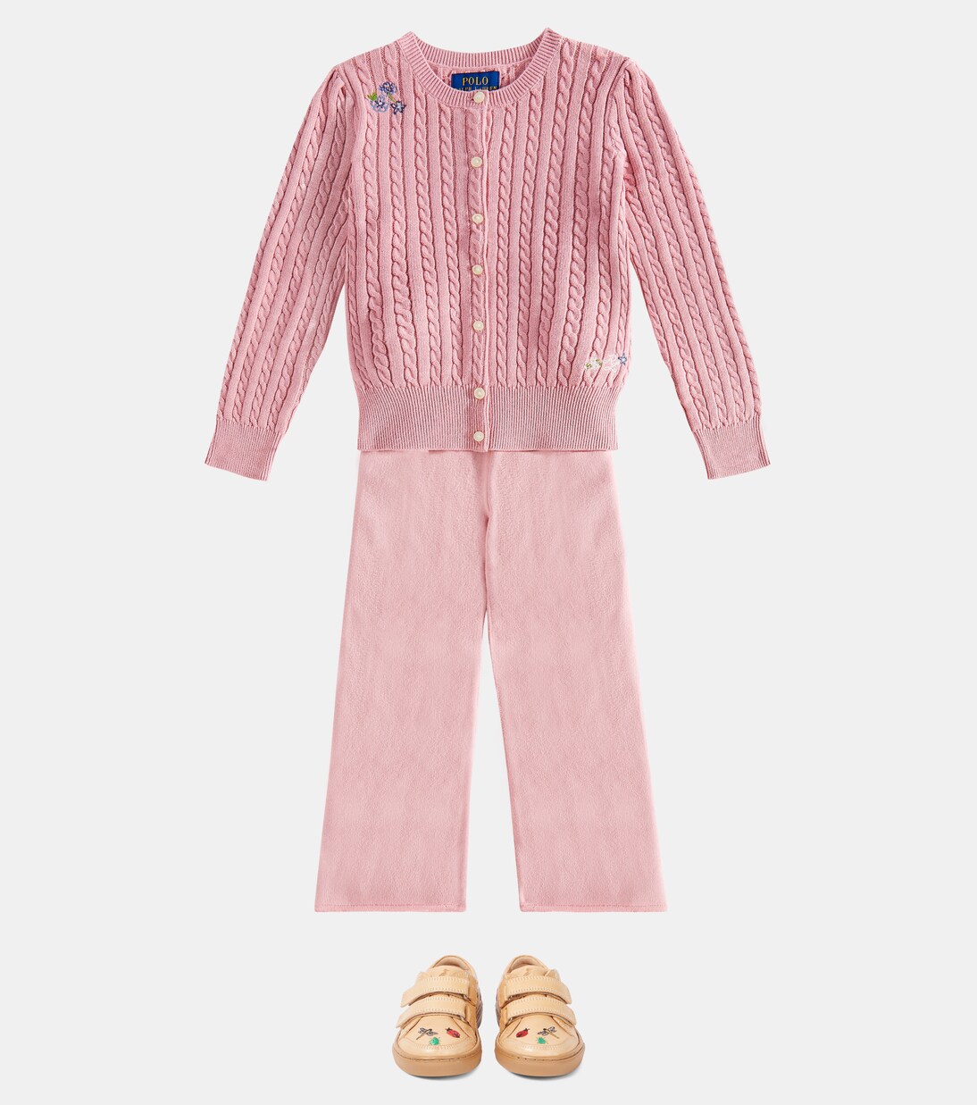 Embroidered cable-knit cotton cardigan | Polo Ralph Lauren Kids