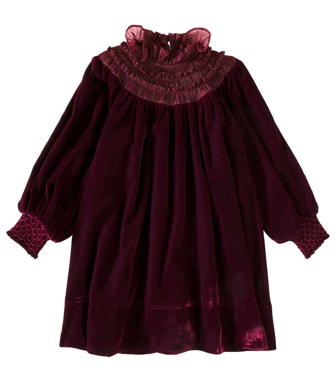 Shirred organza-trimmed velvet dress | Petite Amalie  