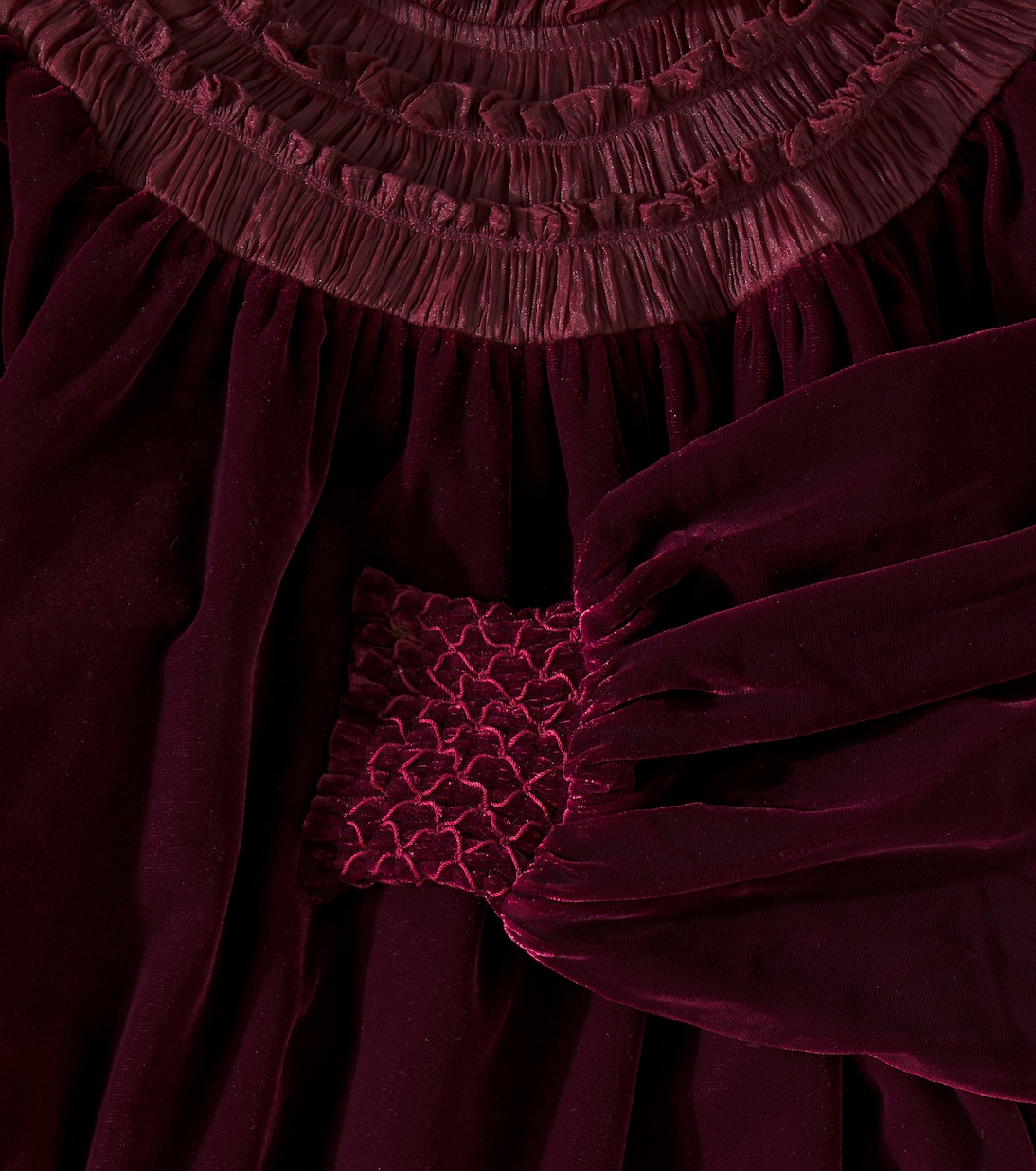 Shirred organza-trimmed velvet dress | Petite Amalie  