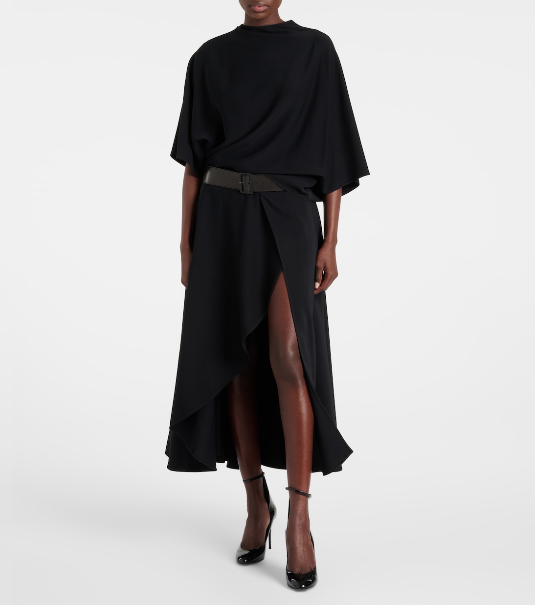 Midikleid mit Leder | Alaïa