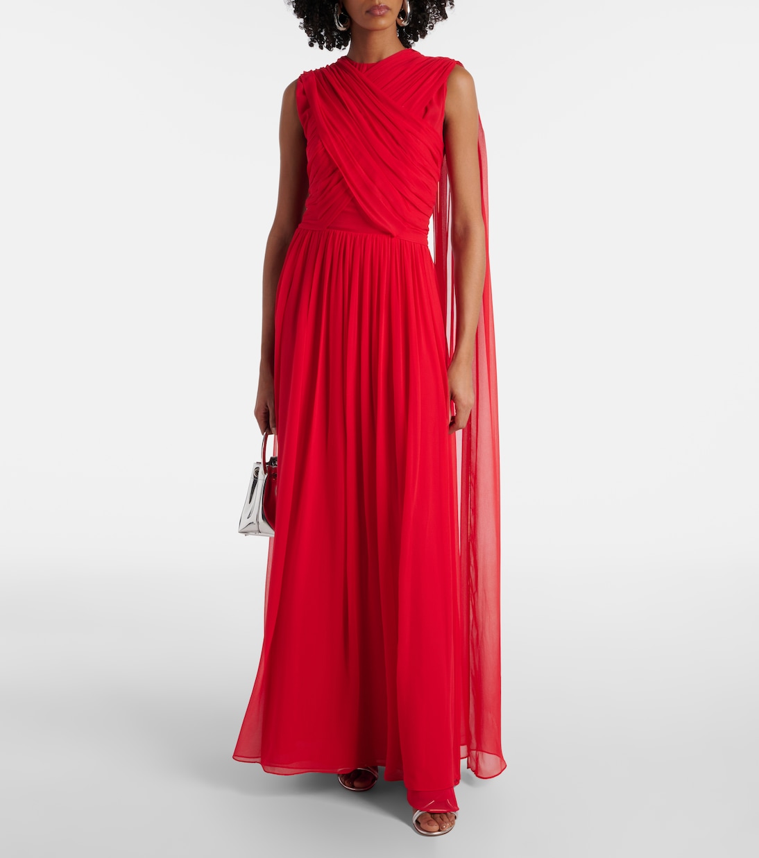 Seva gathered silk georgette gown | Costarellos