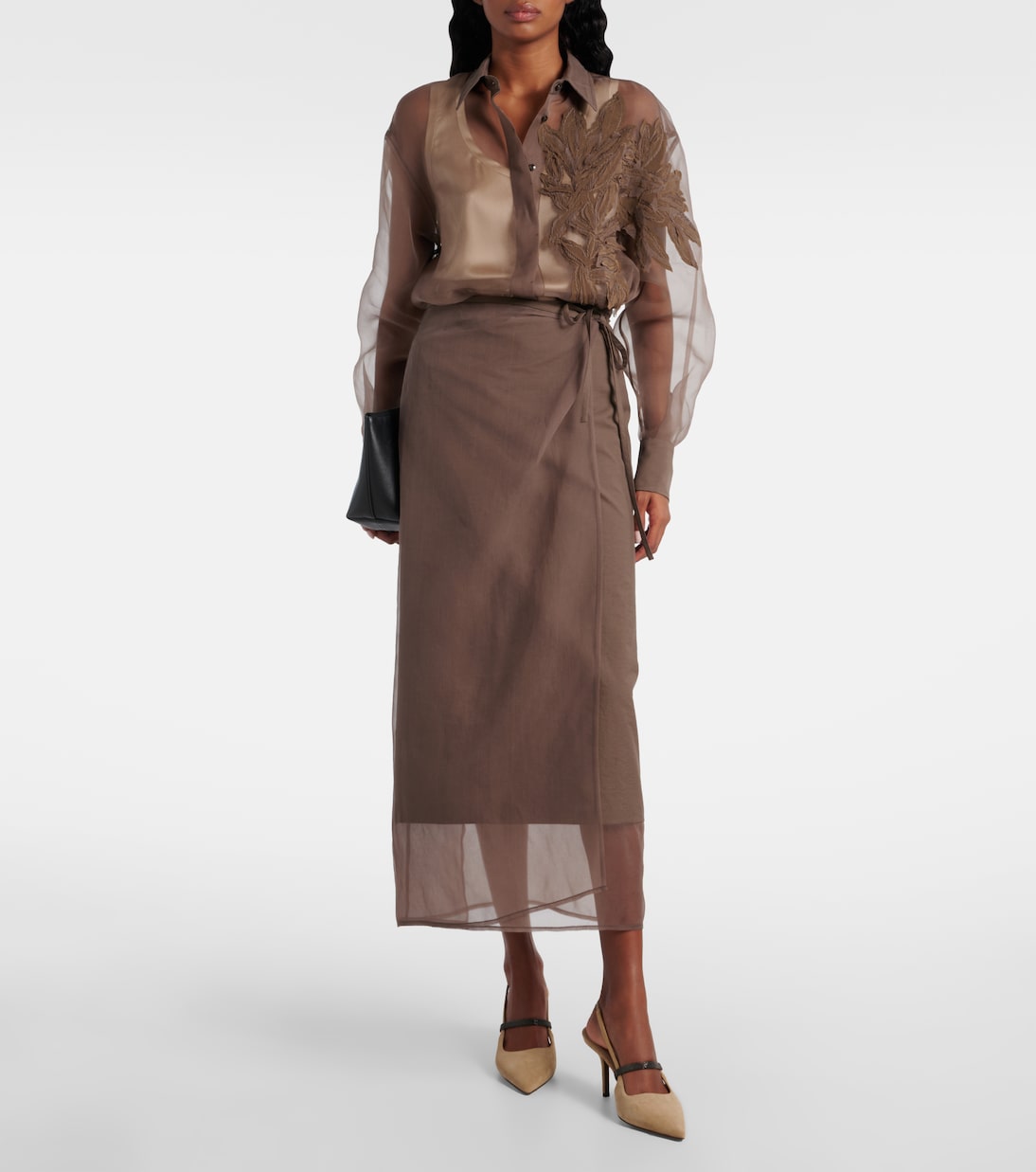 Camisa Herbarium de seda con aplique  | Brunello Cucinelli