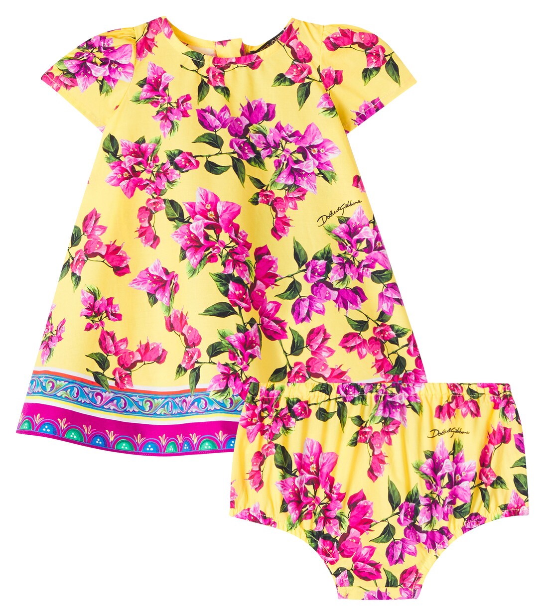 Baby Taormina cotton dress and bloomers set | Dolce&Gabbana Kids