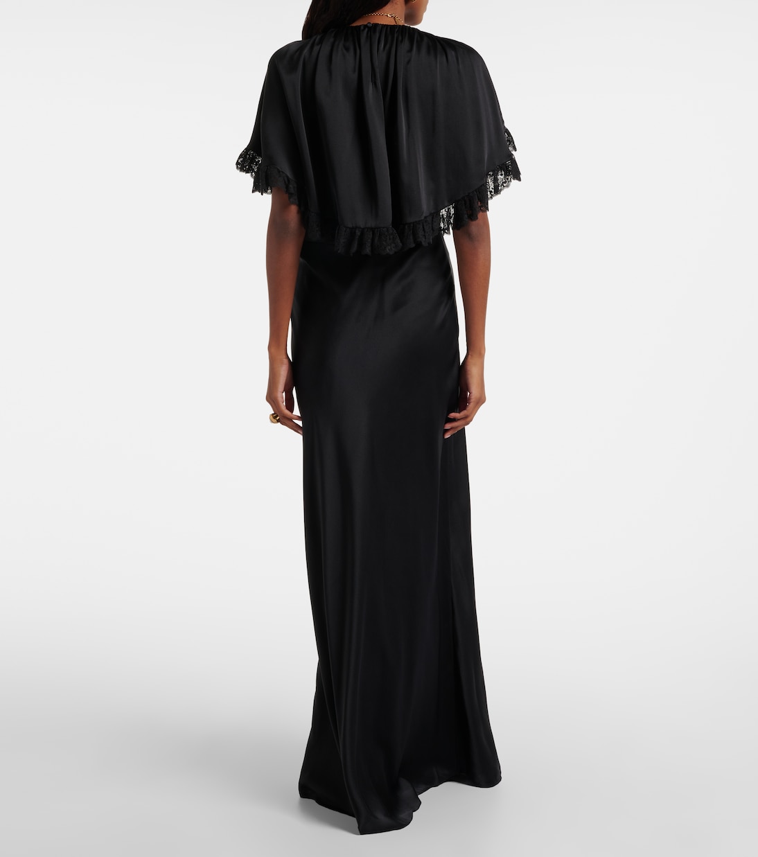 Lace-trimmed silk satin maxi dress | Chloé