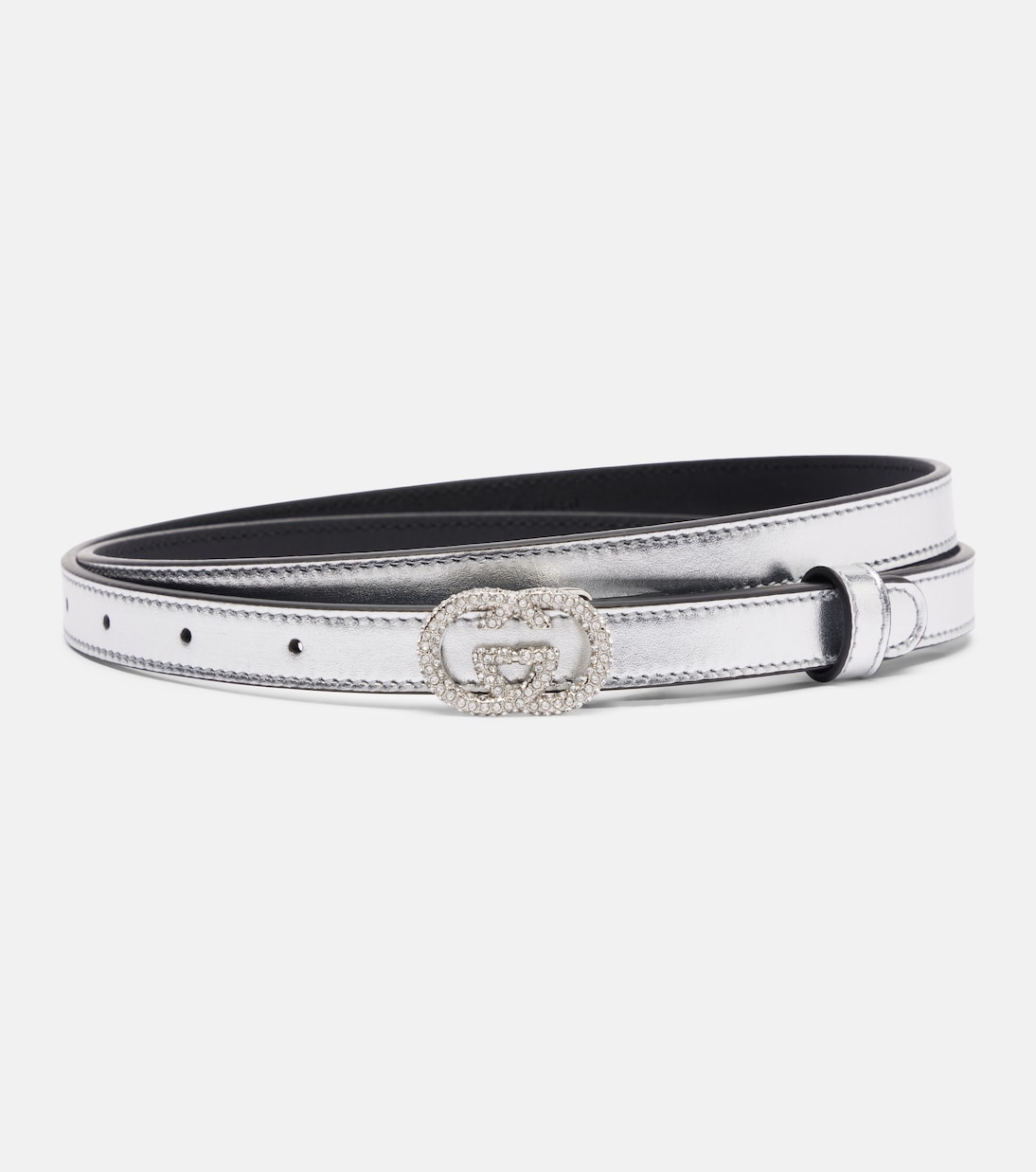 Interlocking G metallic leather belt | Gucci