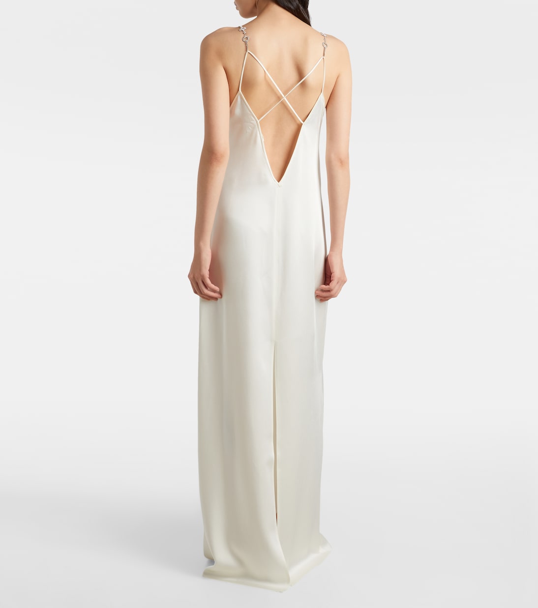 Slipdress Horsebit aus Satin mit Kristallen | Gucci