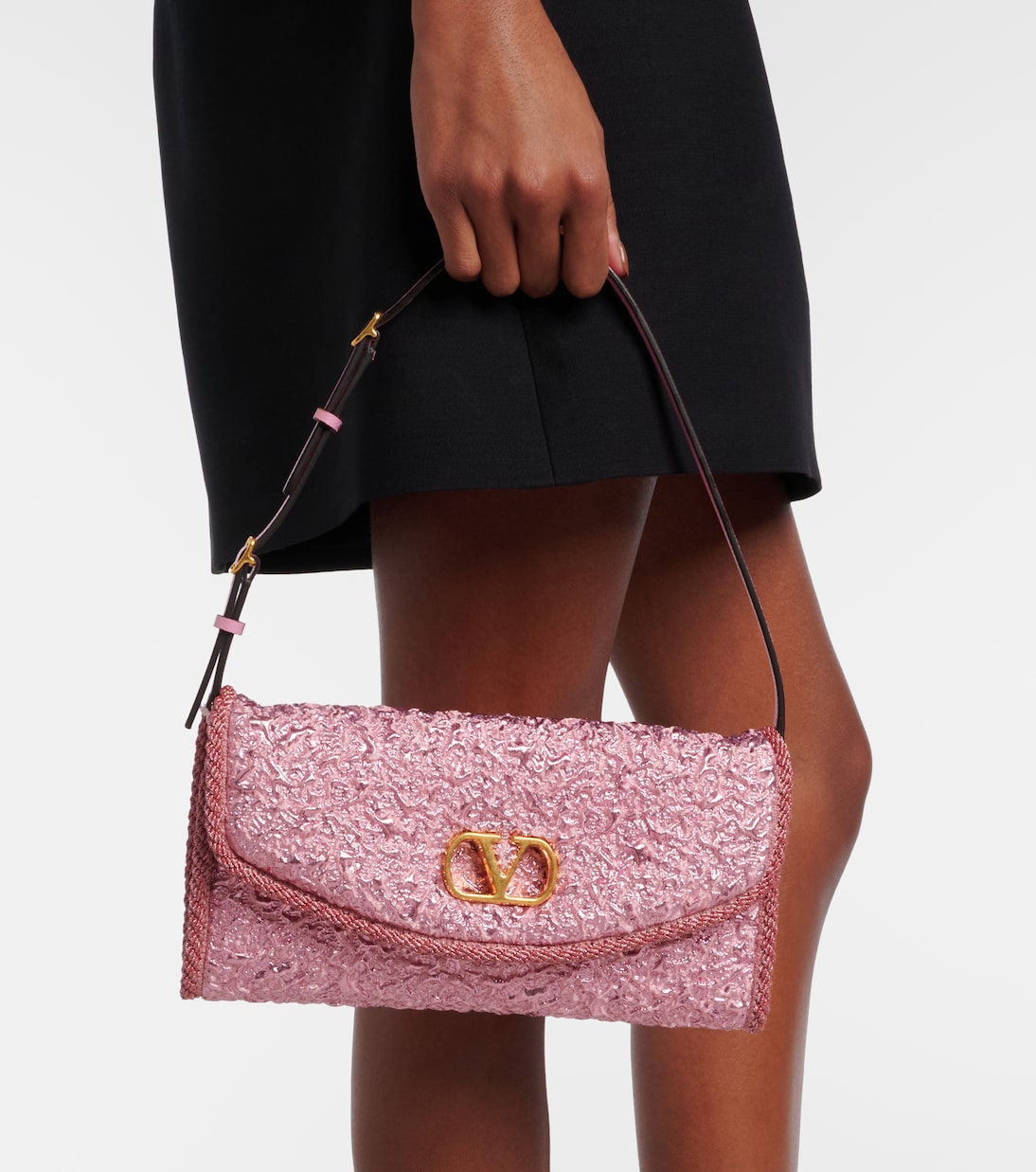 Schultertasche DeVain Small aus Cloqué | Valentino Garavani