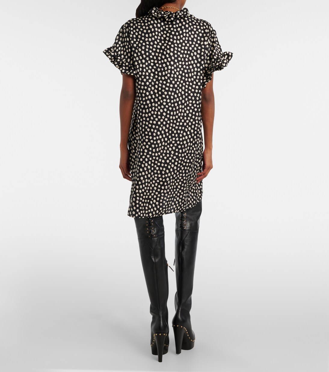 Polka-dot ruffled silk jacquard minidress | Chloé