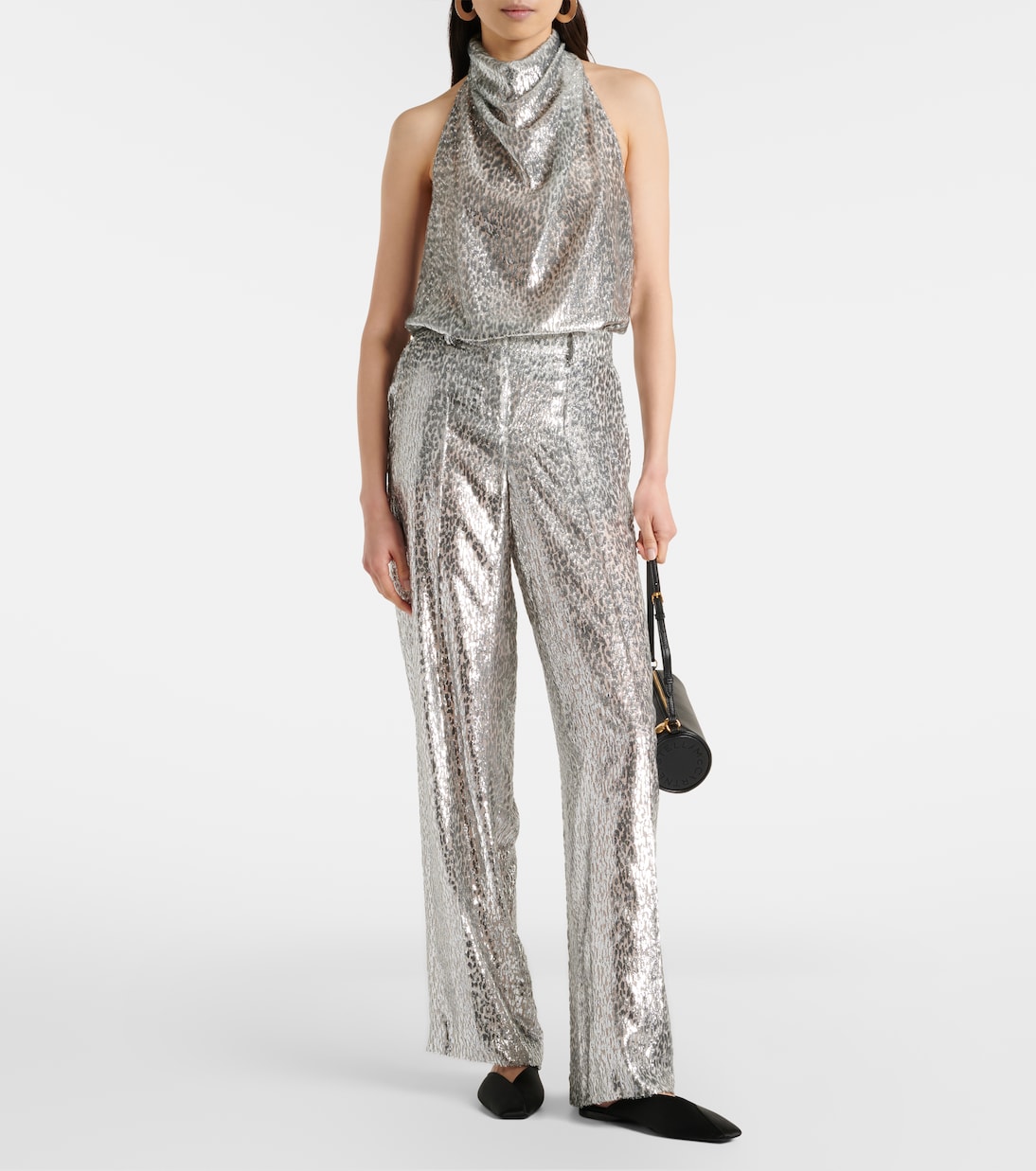 Halterneck lamé velvet top | Stella McCartney