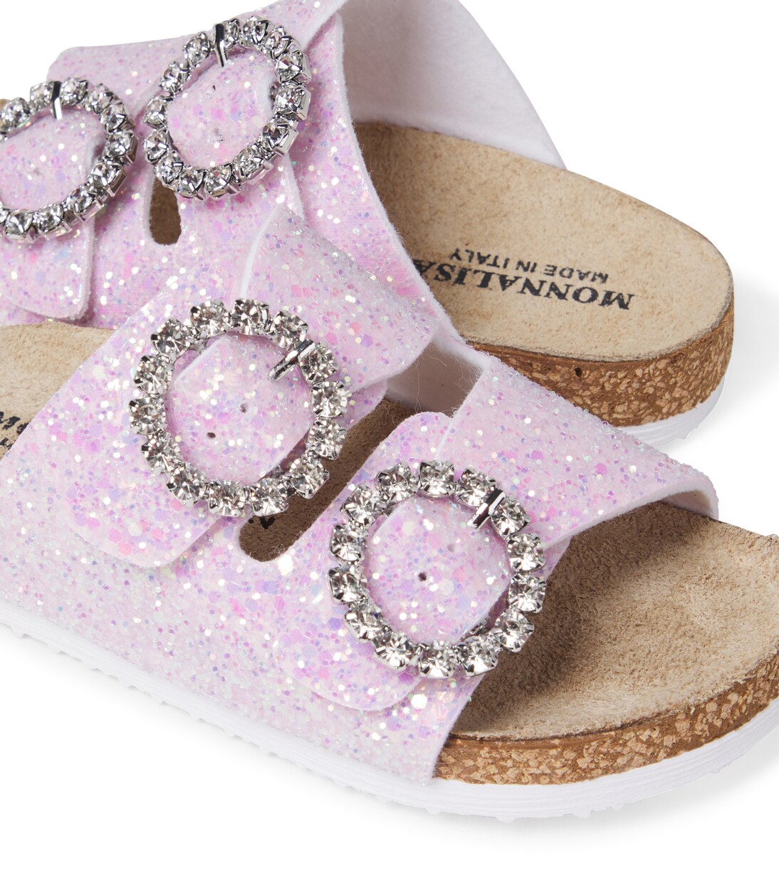 Crystal-embellished glitter sandals  | Monnalisa