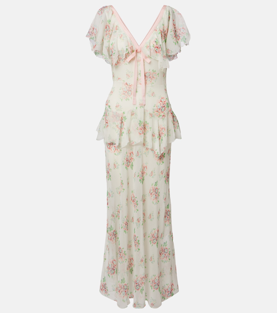 Vestido largo Amelisse de seda floral | Dôen
